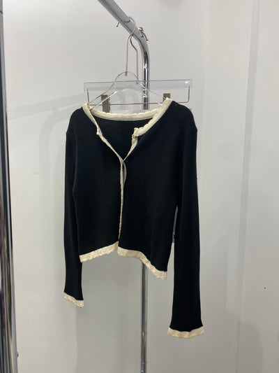 Contrast Scallop Trim Cardigan