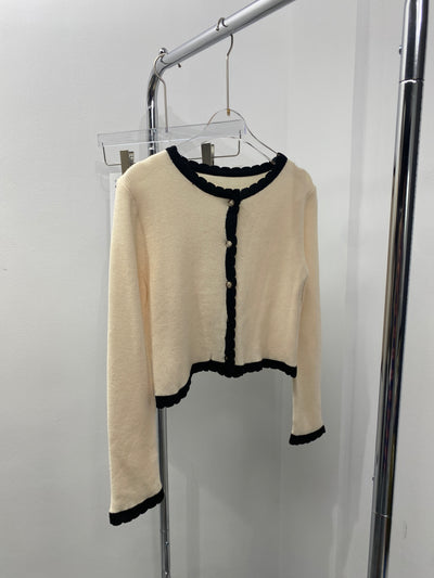 Contrast Scallop Trim Cardigan