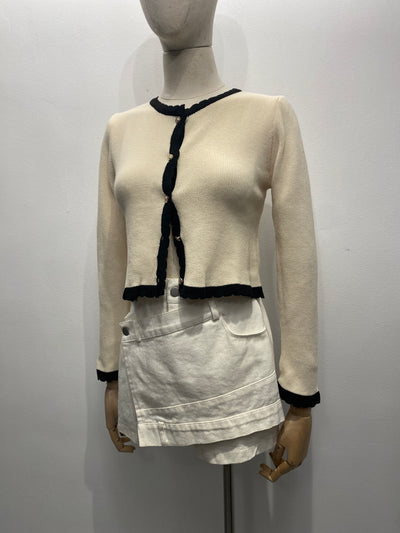 Contrast Scallop Trim Cardigan