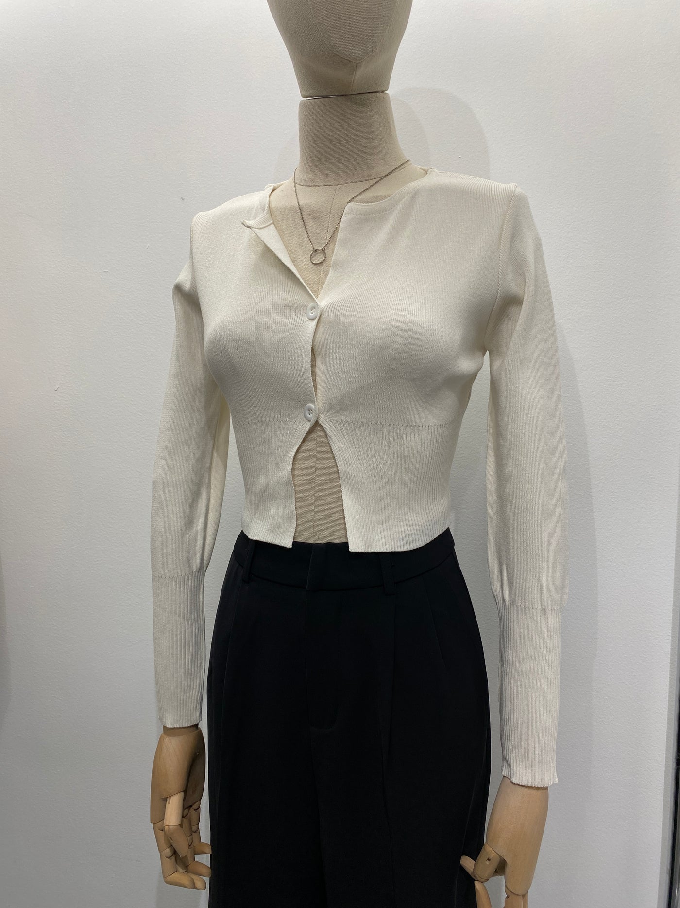 2-Button Cropped Knit Cardigan