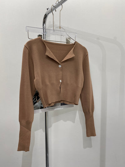 2-Button Cropped Knit Cardigan