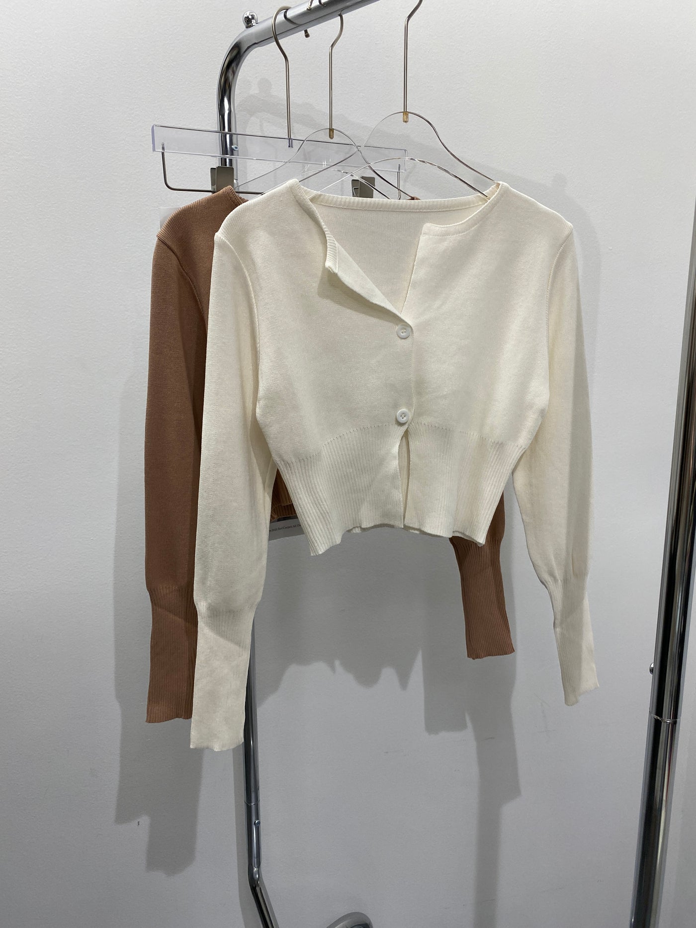 2-Button Cropped Knit Cardigan