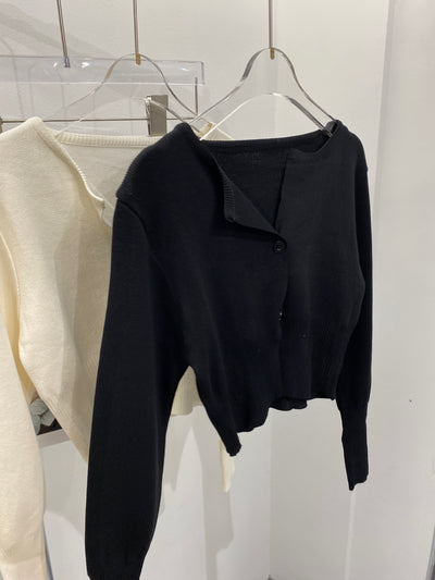 2-Button Cropped Knit Cardigan