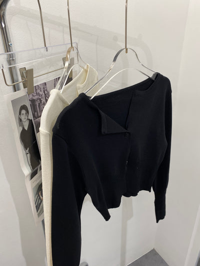 2-Button Cropped Knit Cardigan