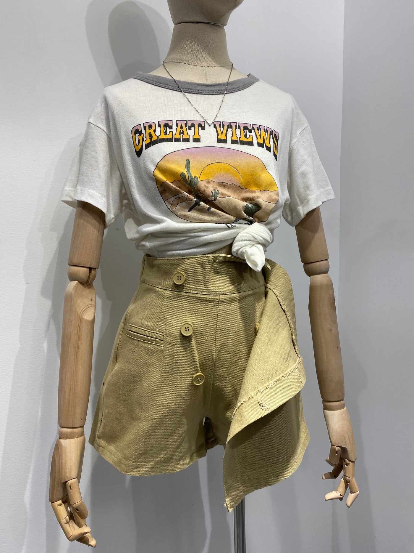 Wrap Around Denim Skort - Latte