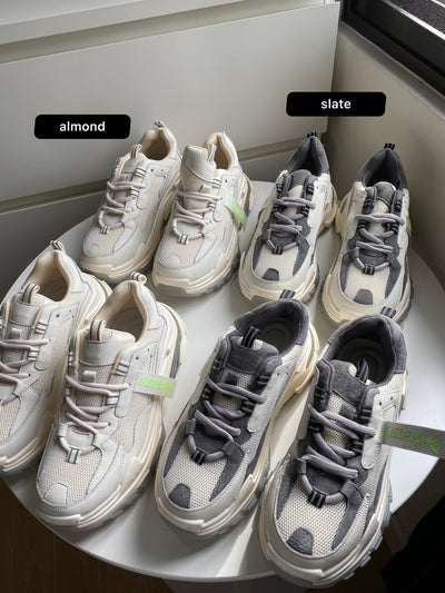 Chunky Sole Dad Sneakers - Almond
