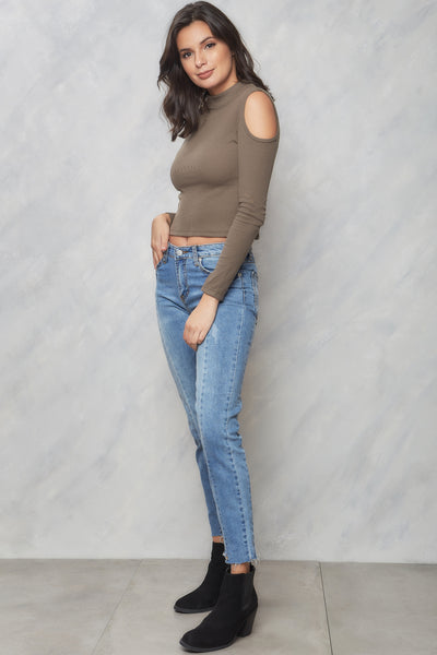 Turning Point Cold Shoulder Top - Moss