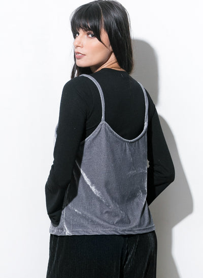 COPPER - metallic silver velvet tank top