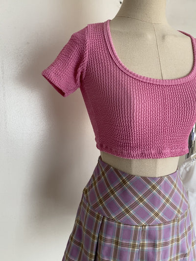 Pleated Plaid Mini Skirt