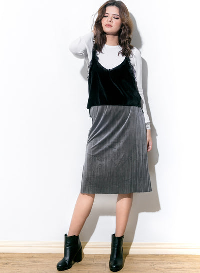 Slit Or Miss Velvet Skirt - Gunmetal - COPPER | Street Style Fashion Brand
 - 3