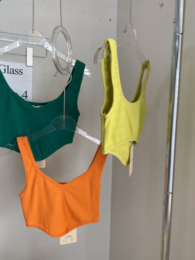Curved Hem Crop Top - Tangerine