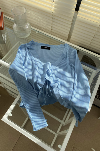 All My Love Ruffle Trim Layered Cardigan - Powder Blue