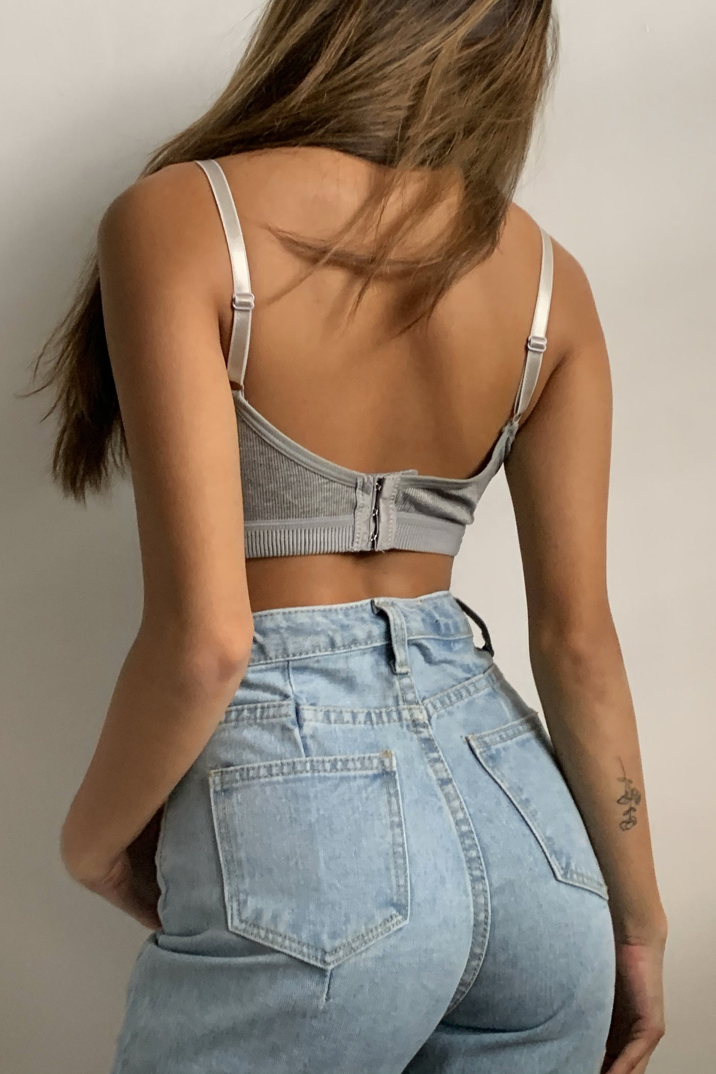 COPPER - ribbed bralette in gray