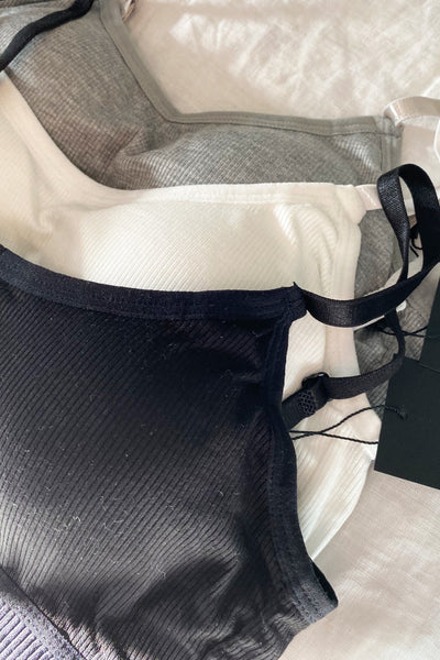 COPPER - ribbed bralette in black, white and gray