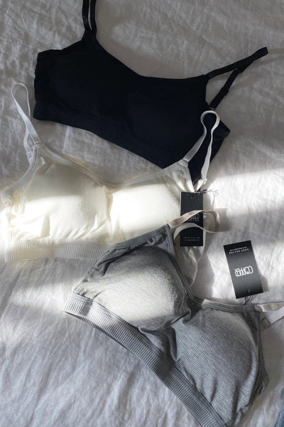 COPPER - ribbed bralette in black, white and gray