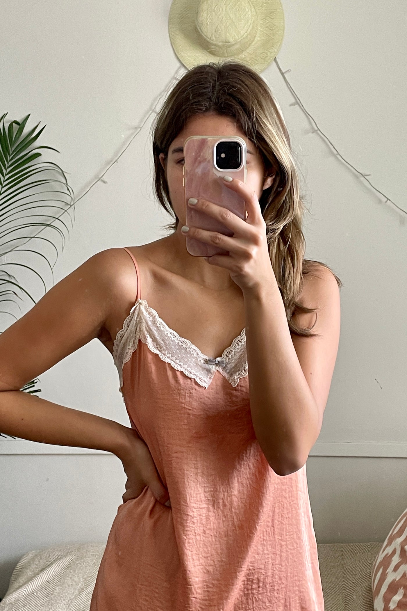 Be Mine Lace Trimmed Camisole and Shorts Set - Coral