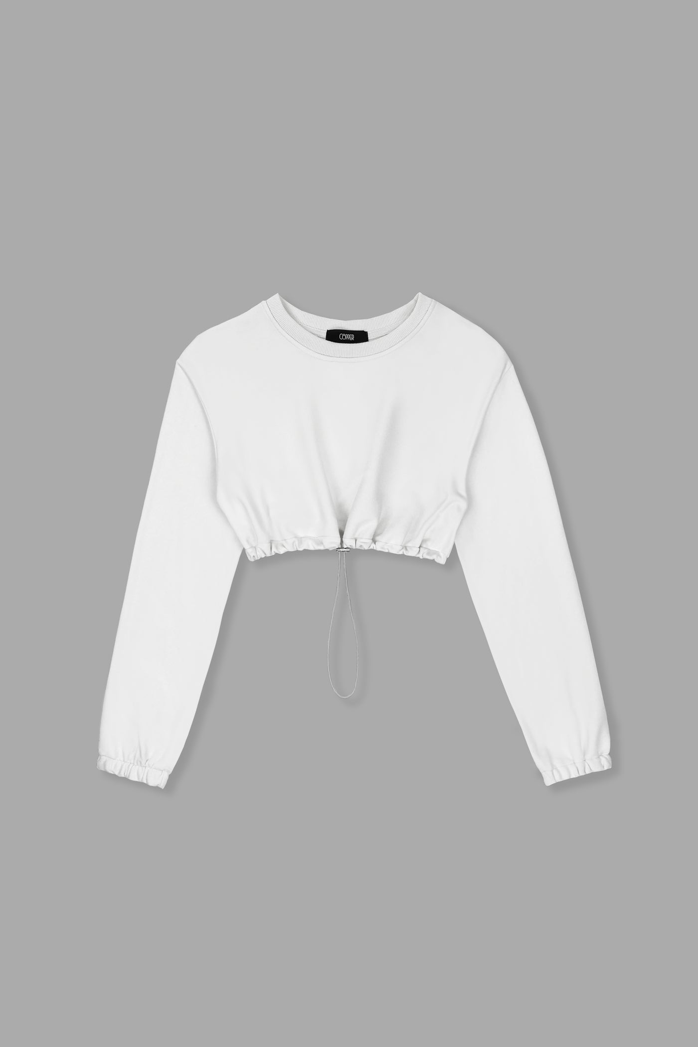 [EVERYDAY] Daily Basis Draw Cord Cropped Sweatshirt - Bone