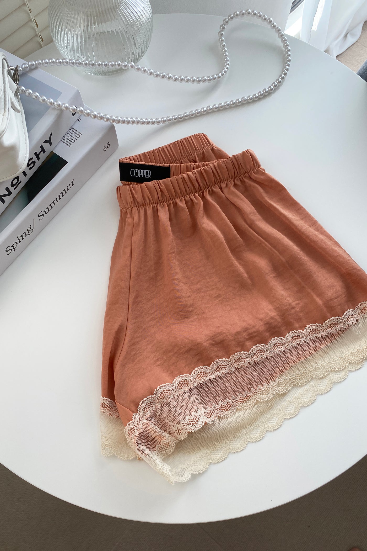 Be Mine Lace Trimmed Camisole and Shorts Set - Coral