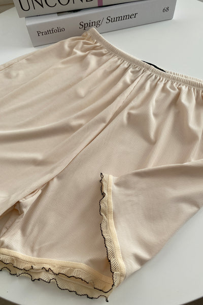Breathe Easy Lace Trimmed Sleep Shorts - Eggshell