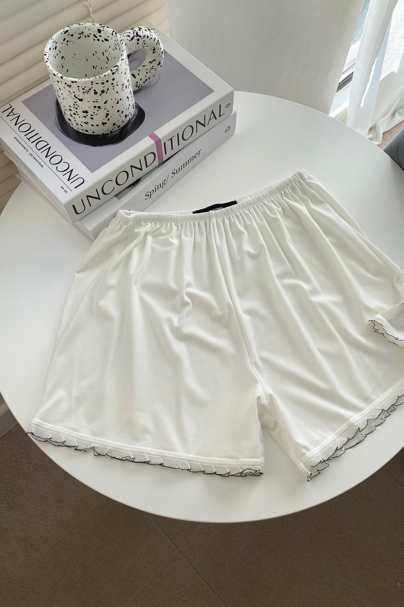 Breathe Easy Lace Trimmed Sleep Shorts - Ivory