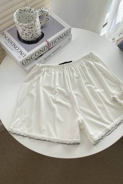 Breathe Easy Lace Trimmed Sleep Shorts - Ivory