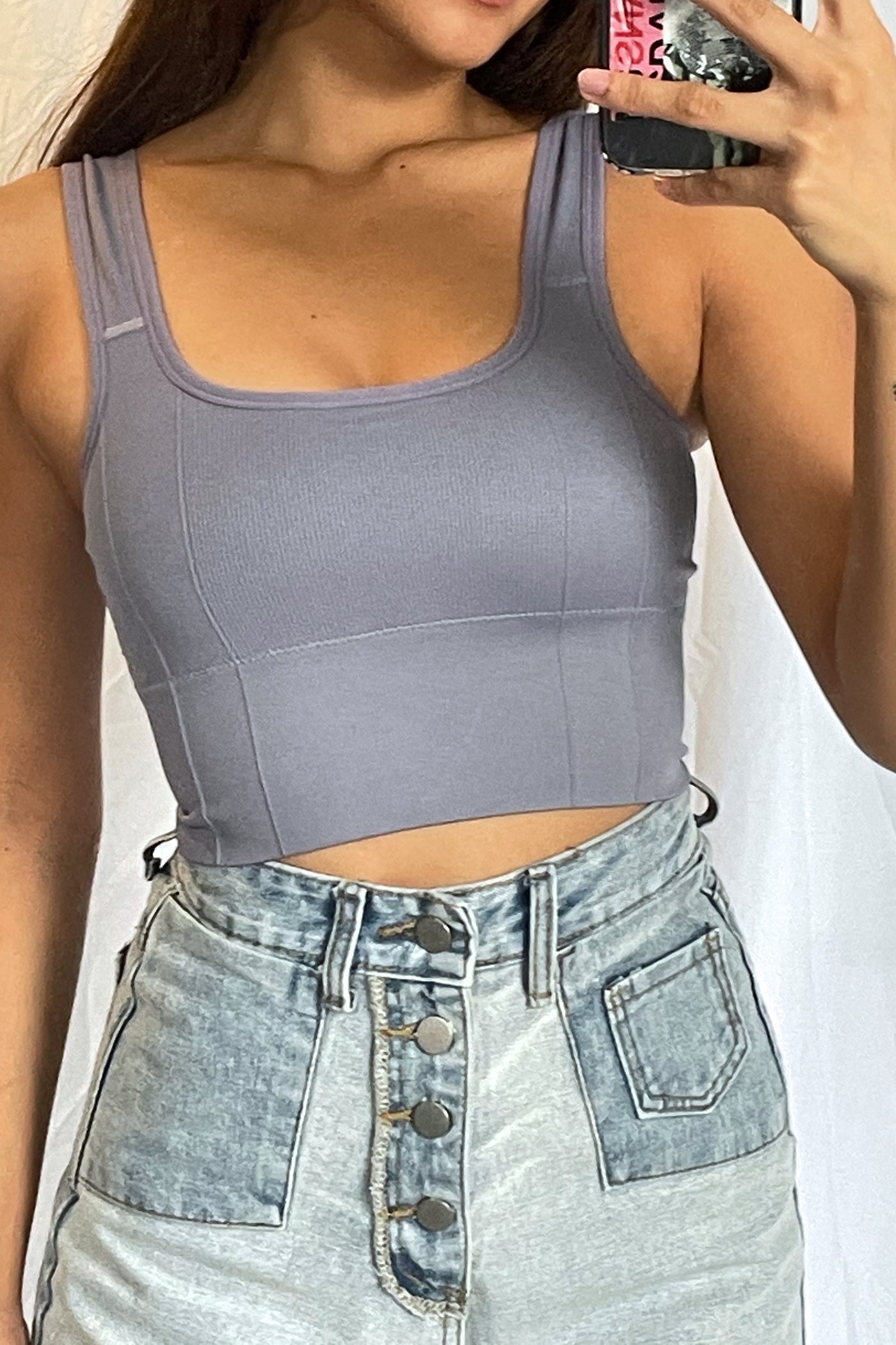 Pure Movement Workout Crop Top - Steel