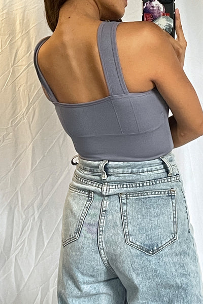 Pure Movement Workout Crop Top - Steel