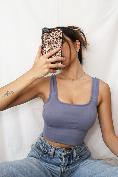 Pure Movement Workout Crop Top - Steel