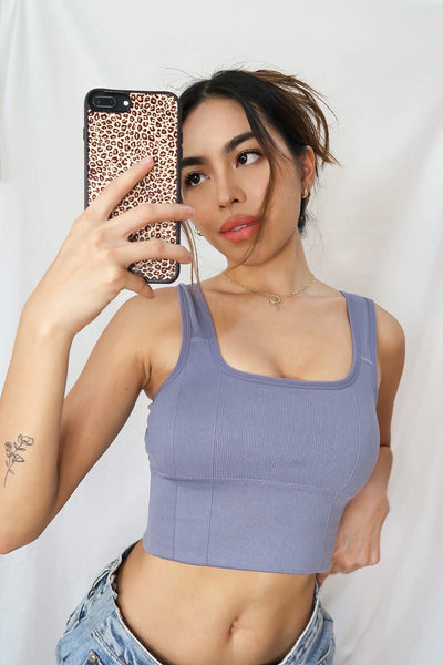 Pure Movement Workout Crop Top - Steel