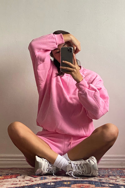 [EVERYDAY] Day Tripper Lounge Sweatshirt - Taffy Pink