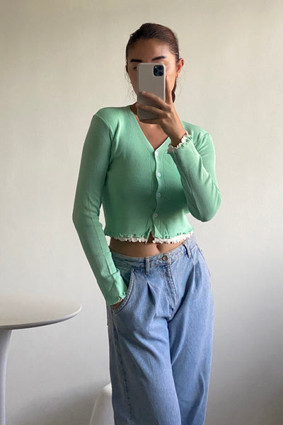 Find A Reason Layered Knit Cardigan - Mint