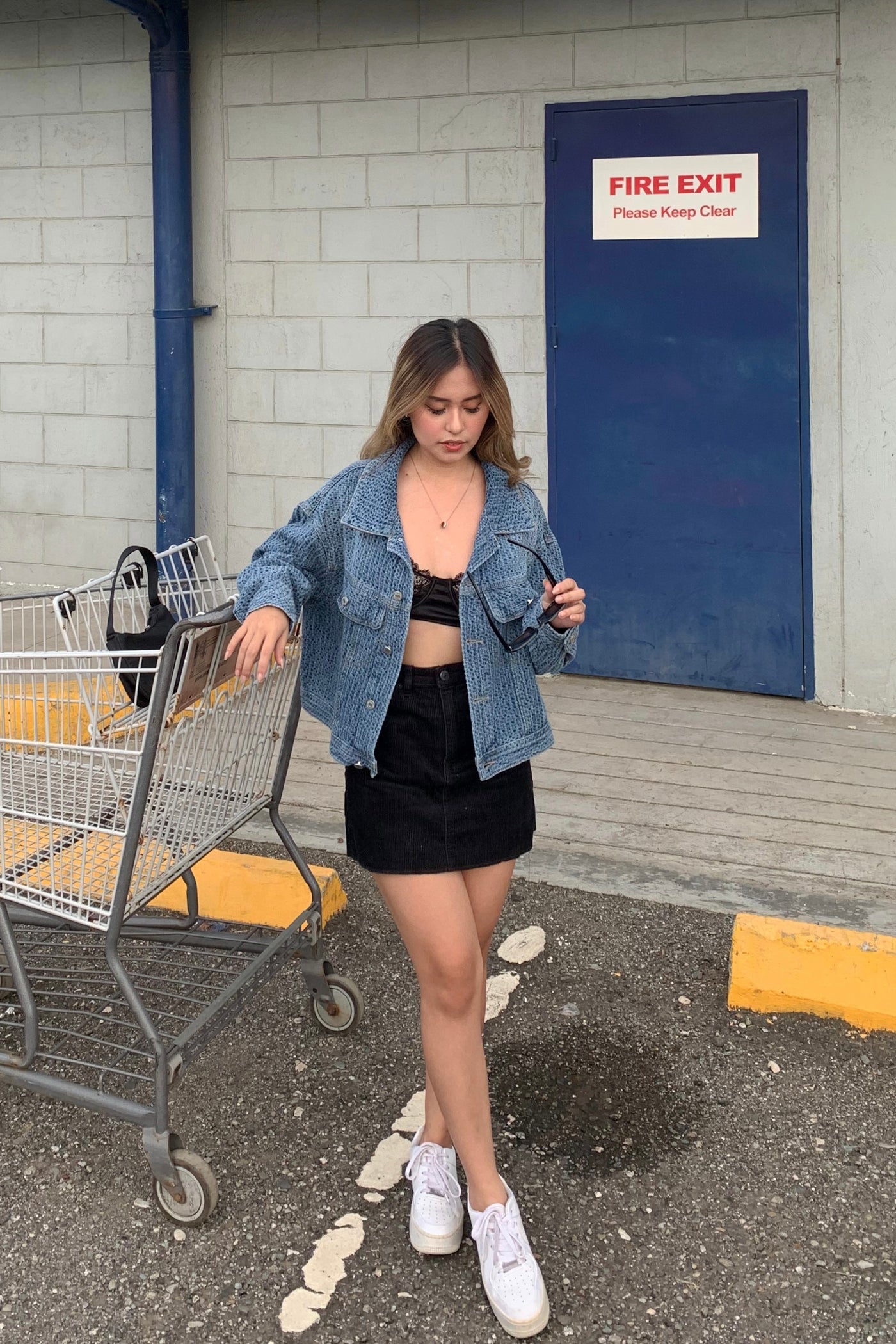 [GOOD JEANS] Got It Bad Faux Denim Cropped Jacket