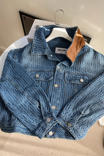 [GOOD JEANS] Got It Bad Faux Denim Cropped Jacket