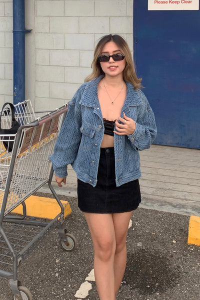 [GOOD JEANS] Got It Bad Faux Denim Cropped Jacket