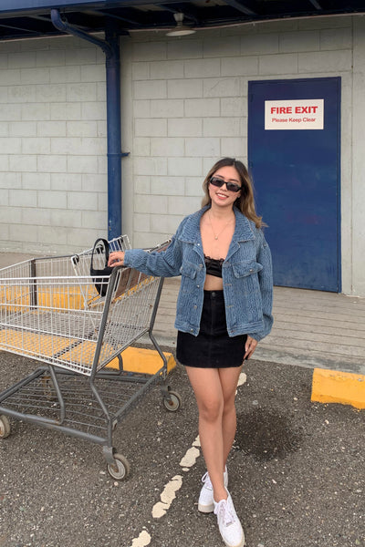 [GOOD JEANS] Got It Bad Faux Denim Cropped Jacket