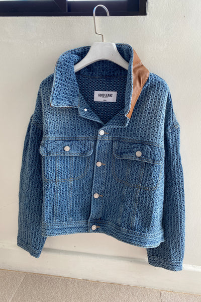 [GOOD JEANS] Got It Bad Faux Denim Cropped Jacket