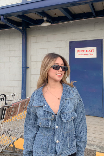 [GOOD JEANS] Got It Bad Faux Denim Cropped Jacket