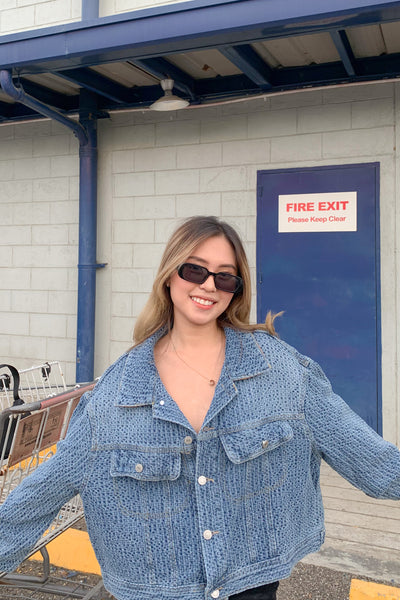 [GOOD JEANS] Got It Bad Faux Denim Cropped Jacket