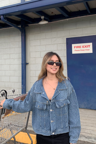 [GOOD JEANS] Got It Bad Faux Denim Cropped Jacket
