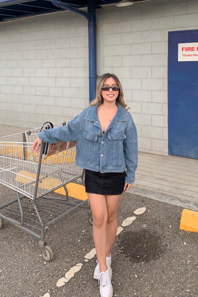 [GOOD JEANS] Got It Bad Faux Denim Cropped Jacket