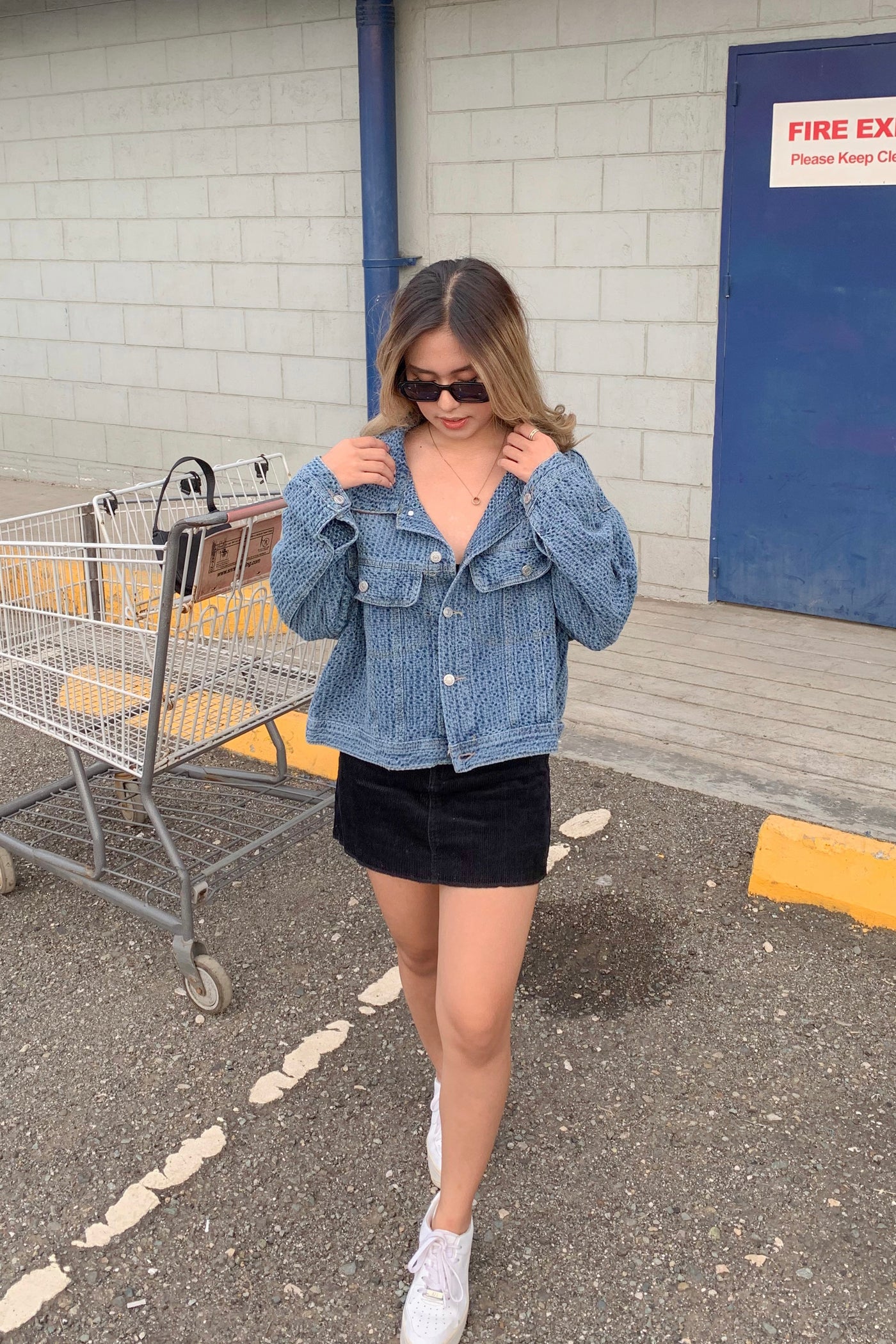 [GOOD JEANS] Got It Bad Faux Denim Cropped Jacket