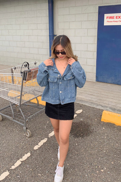 [GOOD JEANS] Got It Bad Faux Denim Cropped Jacket