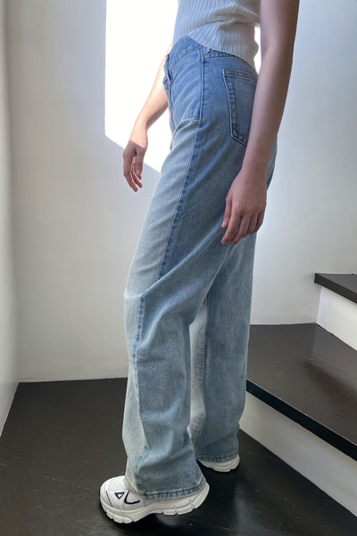 [GOOD JEANS] Off The Blocks Two-Tone Baggy Jeans - Classic Wash