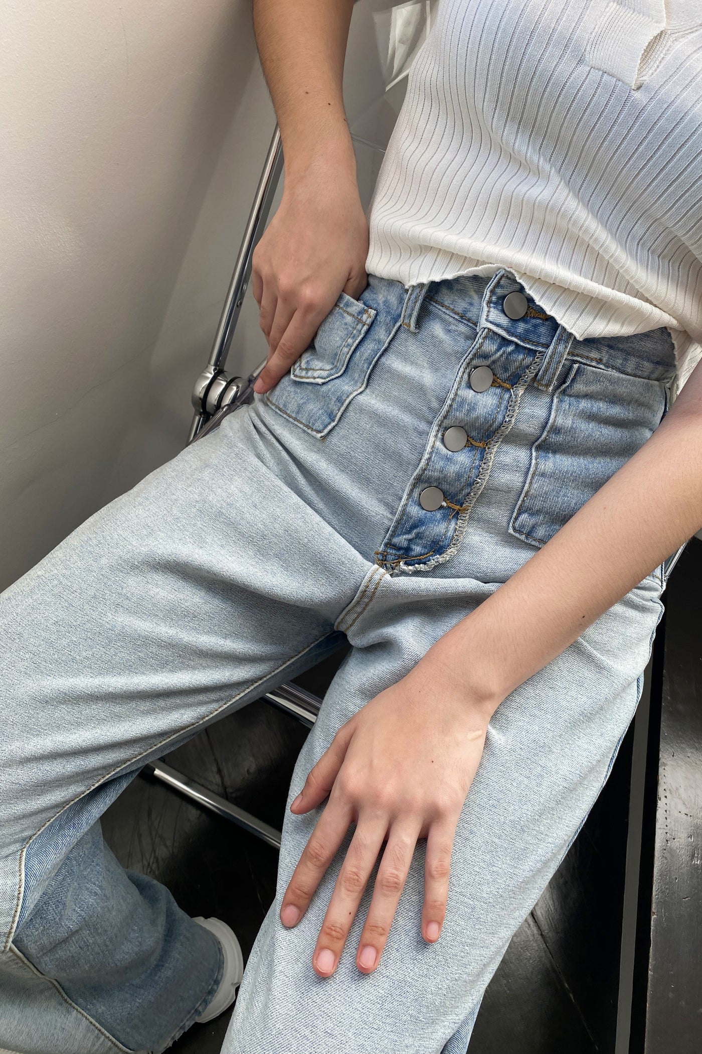 [GOOD JEANS] Off The Blocks Two-Tone Baggy Jeans - Classic Wash