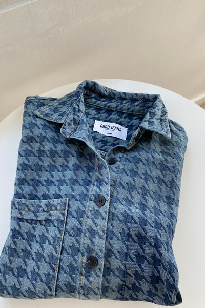 [GOOD JEANS] Play It Cool Houndstooth Denim Jacket