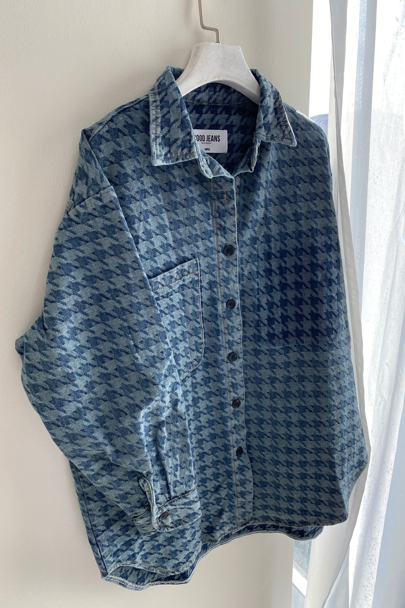 [GOOD JEANS] Play It Cool Houndstooth Denim Jacket