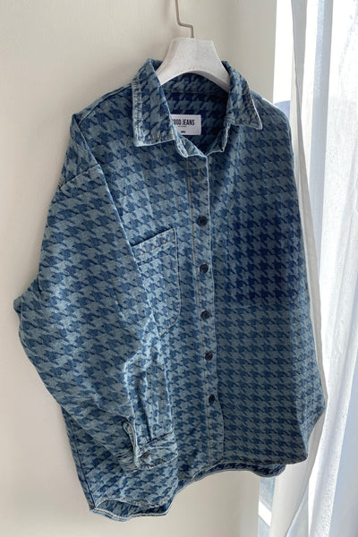 [GOOD JEANS] Play It Cool Houndstooth Denim Jacket