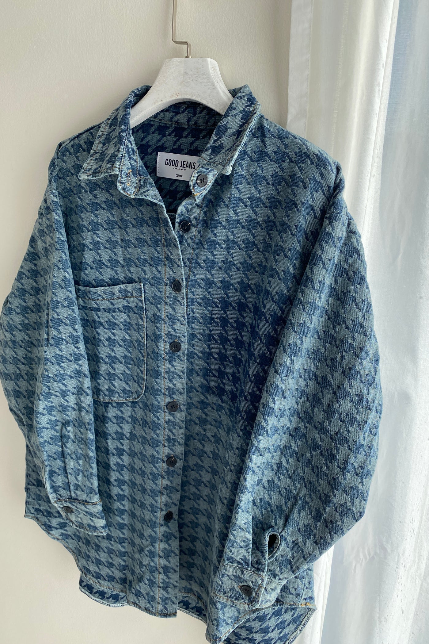 [GOOD JEANS] Play It Cool Houndstooth Denim Jacket