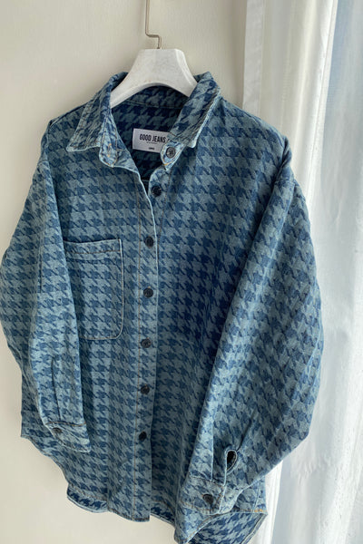 [GOOD JEANS] Play It Cool Houndstooth Denim Jacket