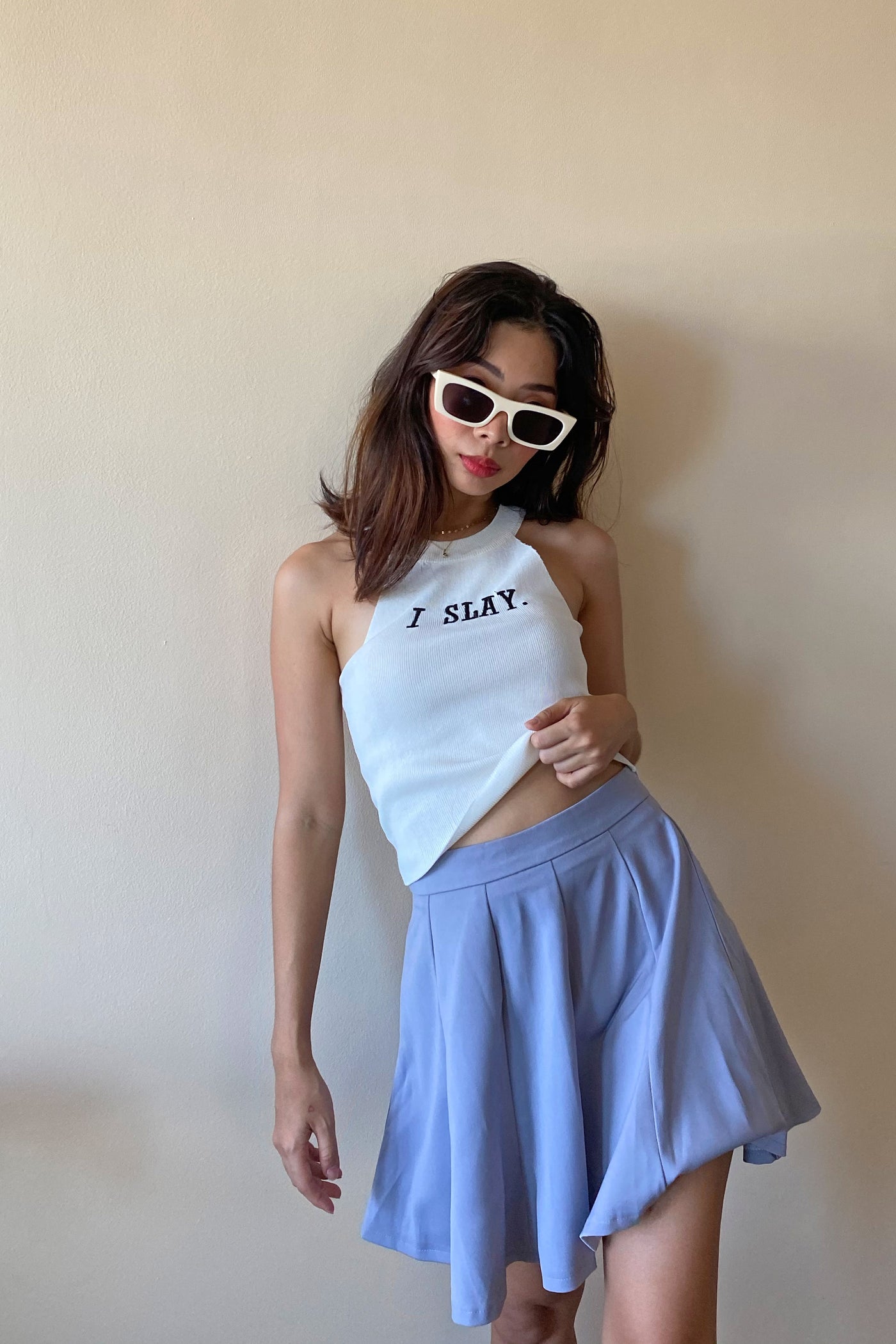 Girl Crush Skater Skirt Lilac Gray COPPER Street Style